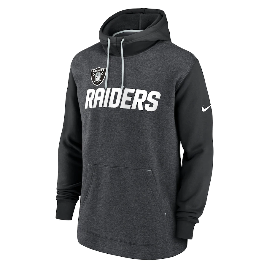 Nike Men's Las Vegas Raiders Surrey Legacy Pullover Hoodie - Heathered Charcoal/Black