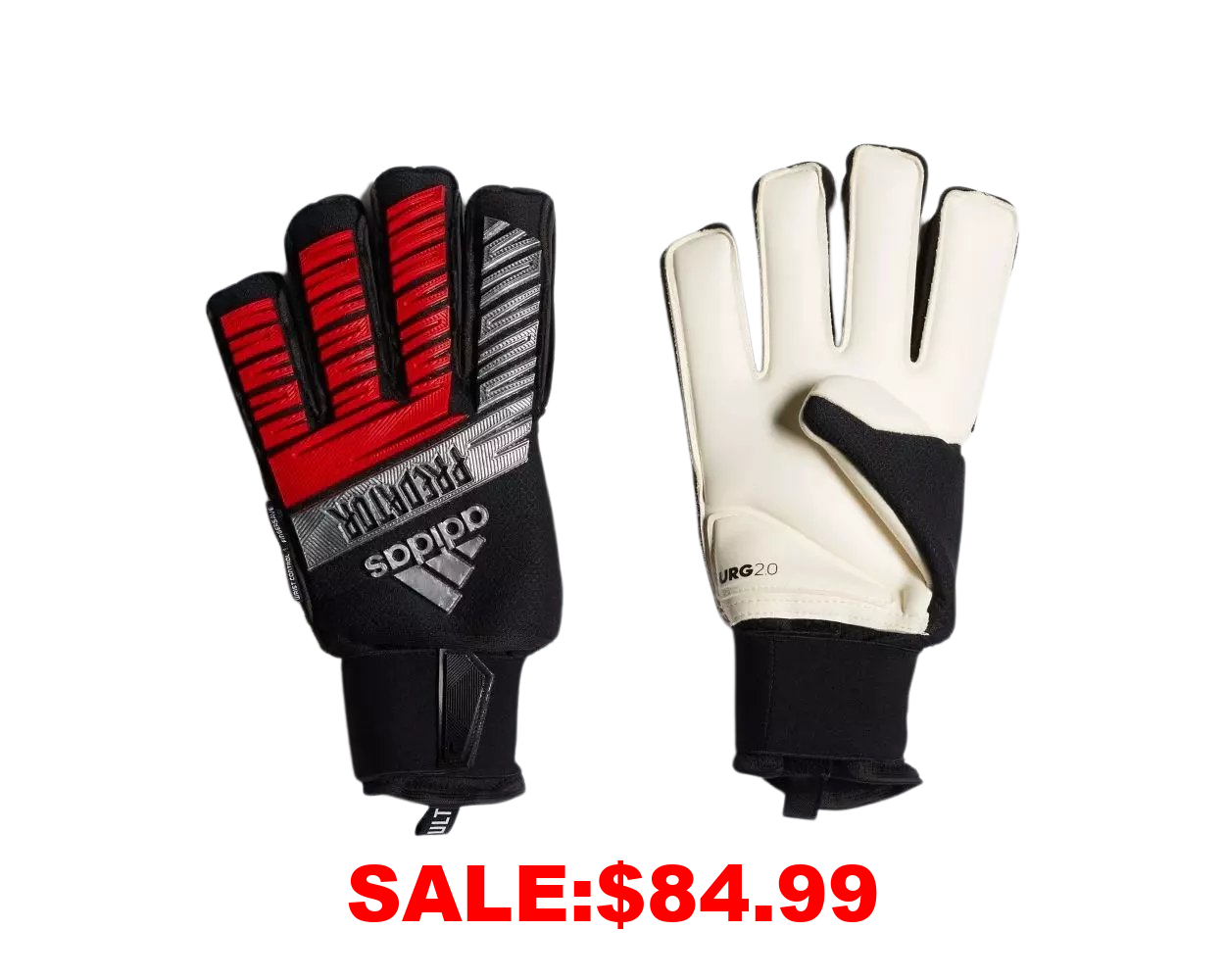 ADIDAS PREDATOR ULTIMATE GOALKEEPER GLOVES FINGERSAVE - BLACK SILVER RED