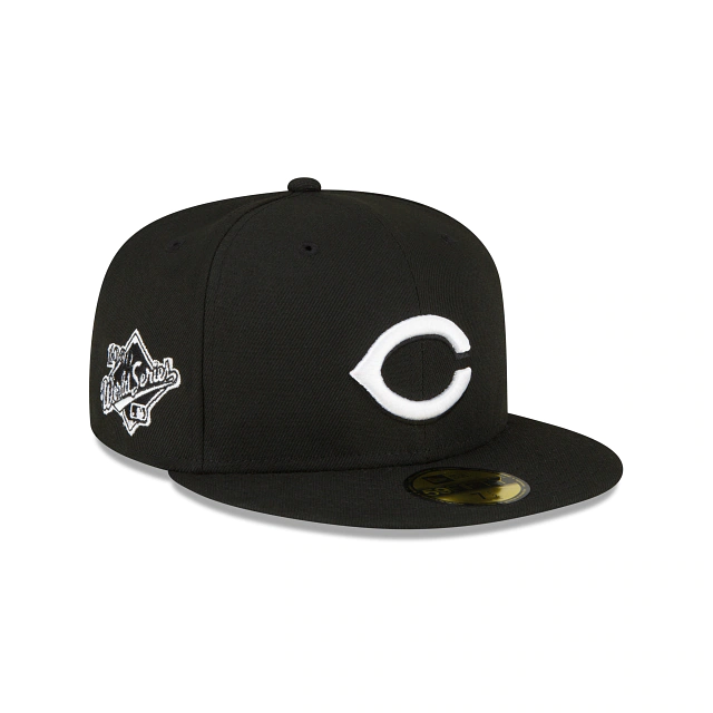 NEW ERA CINCINNATI REDS 1990 WORLD SERIES SIDE PATCH FITTED 59FIFTY-BLACK AND WHITE