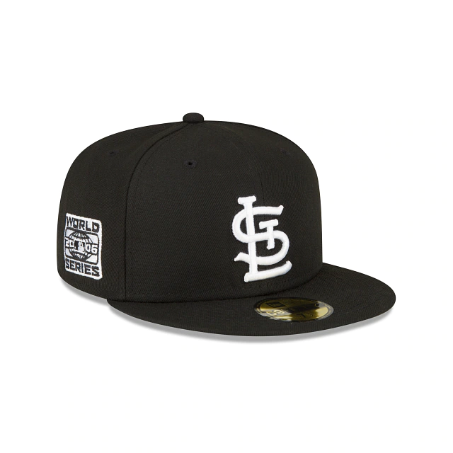NEW ERA ST. LOUIS CARDINALS 2006 WORLD SERIES SIDE PATCH FITTED 59FIFTY-BLACK AND WHITE