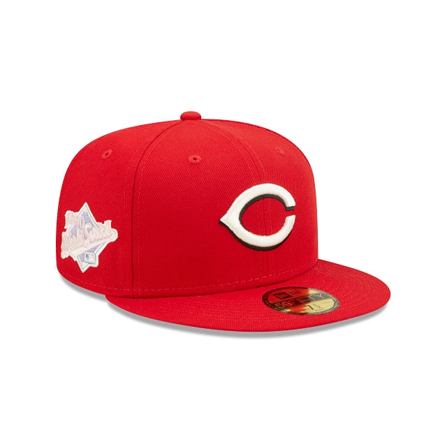 CINCINNATI REDS EW ERA POP SWEAT 59FIFTY FITTED HAT LILAC BOTTOM