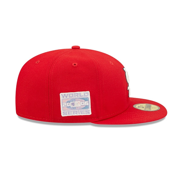 NEW ERA ST. LOUIS CARDINALS 2006 WORLD SERIERS PATCH POP SWEAT 59FIFTY FITTED LILAC BOTTOM