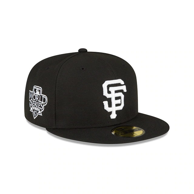 NEW ERA SAN FRANCISCO GIANTS 2010 WORLD SERIES SIDE PATCH 59FIFTY-BLACK AND WHITE