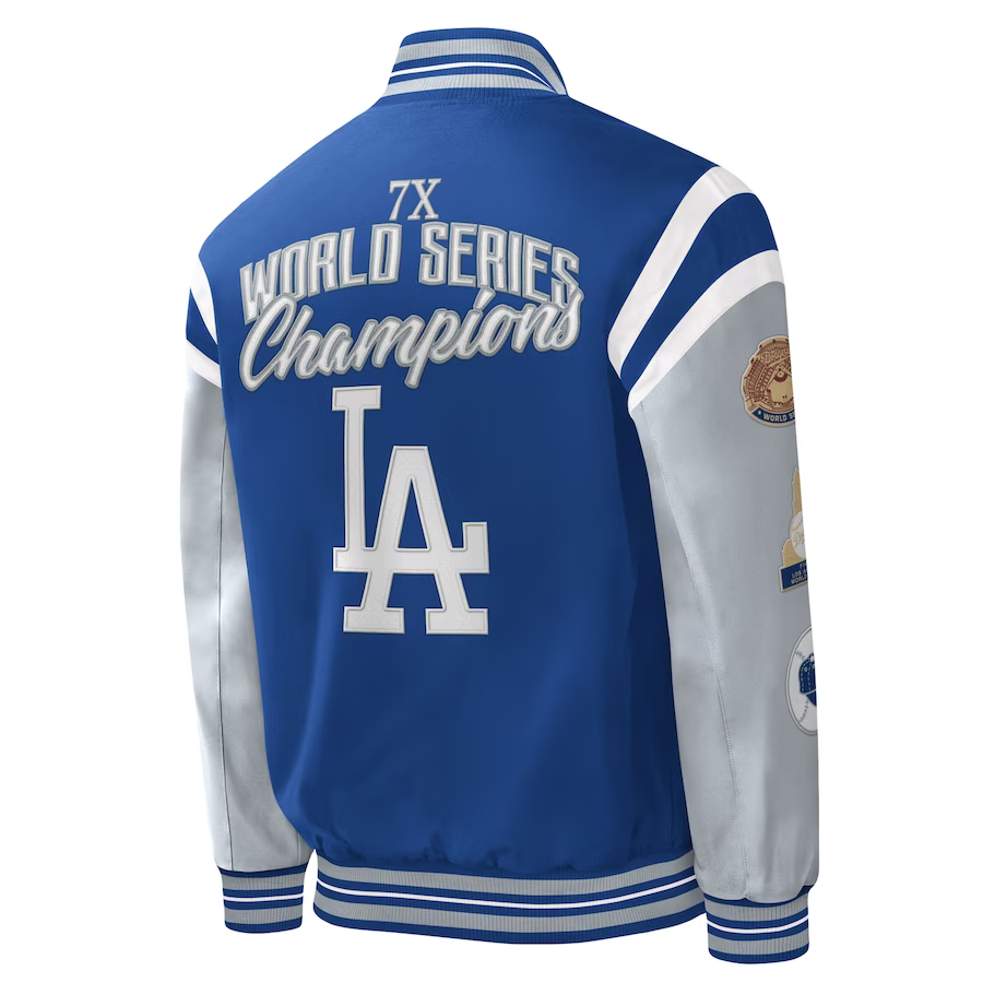 GIII Los Angeles Dodgers by Carl Banks Title Holder Full-Snap Varsity Jacket - Royal