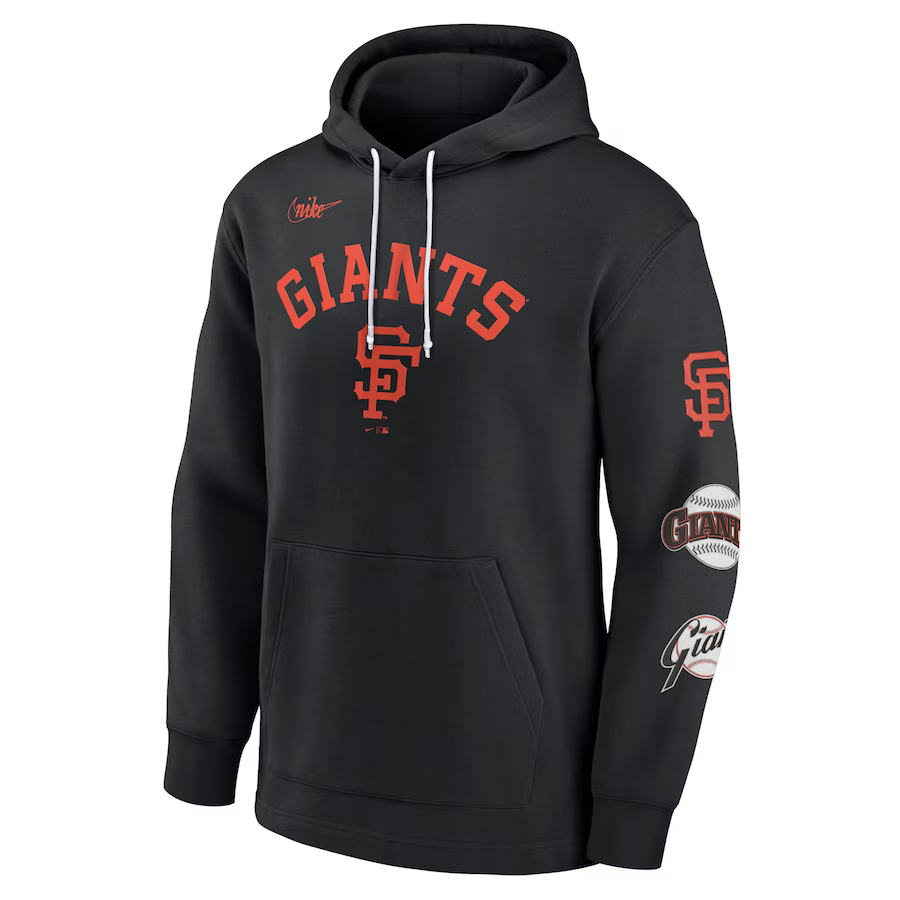 Nike Men's San Francisco Giants Rewind Lefty Pullover Hoodie - Black