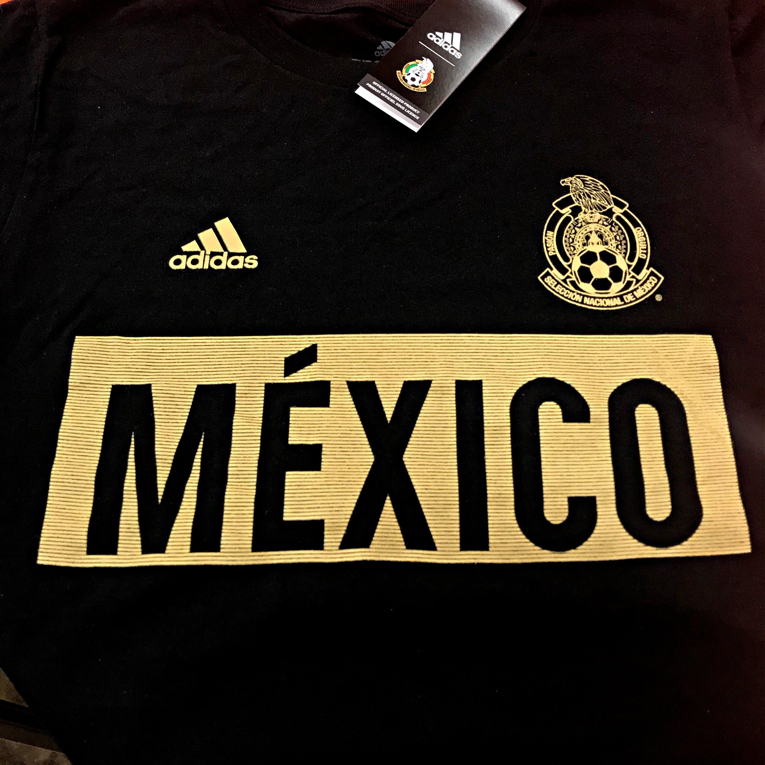 ADIDAS MEXICO STRIPES BAR T-SHIRT-BLACK/GOLD
