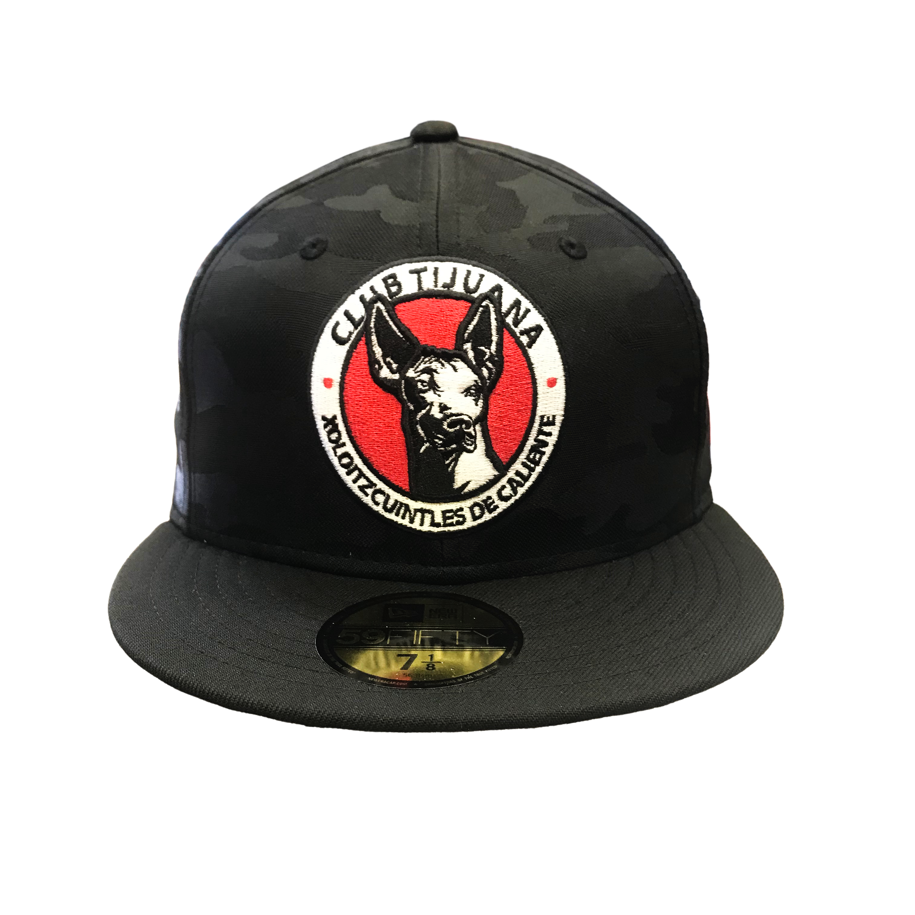 CLUB TIJUANA XOLOS NEW ERA OFFICIAL LIGA MX CAMO 59FIFTY FITTED HAT-BLACK