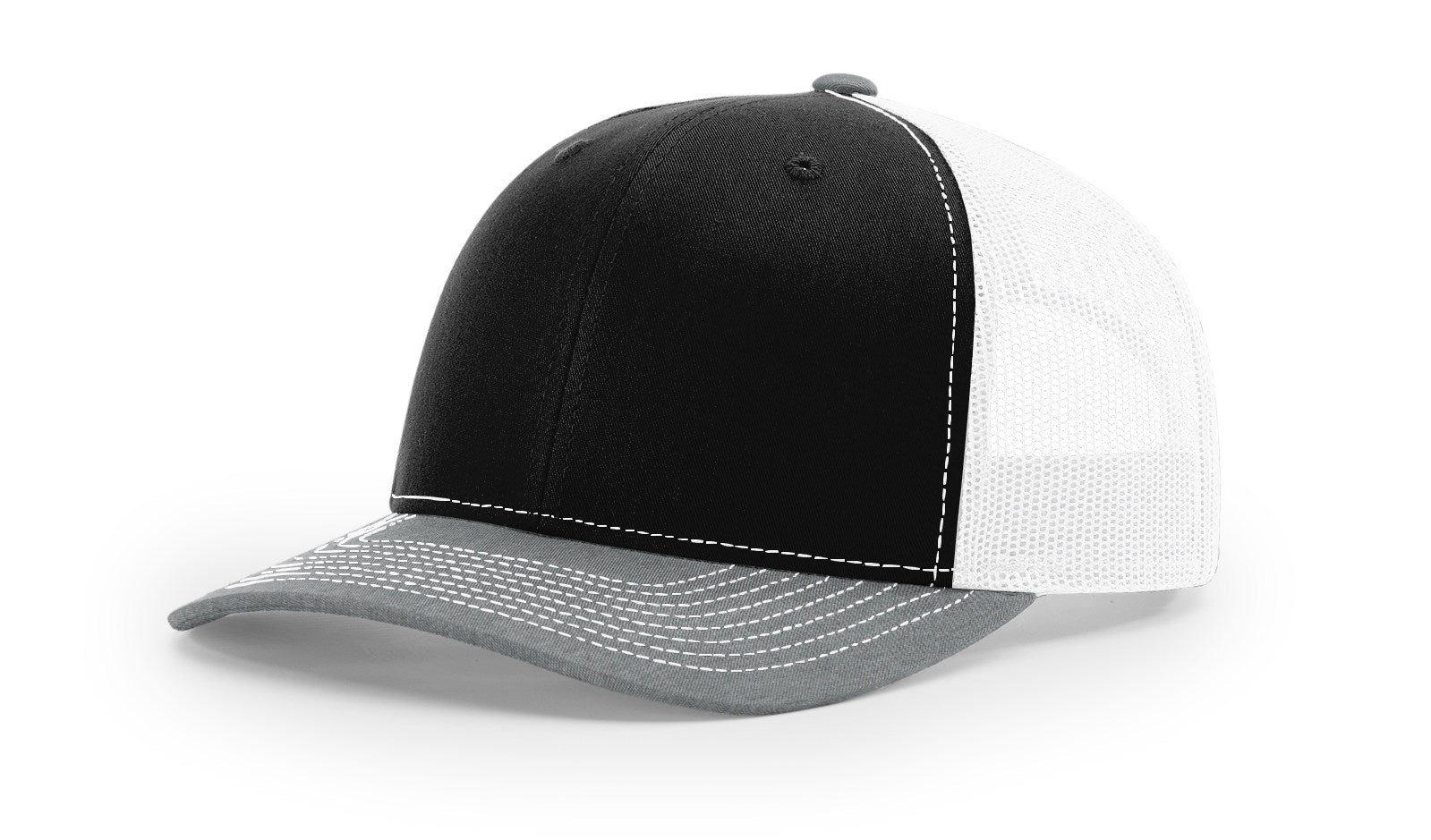 Snapback Trucker Cap -Black/White/Heather Grey