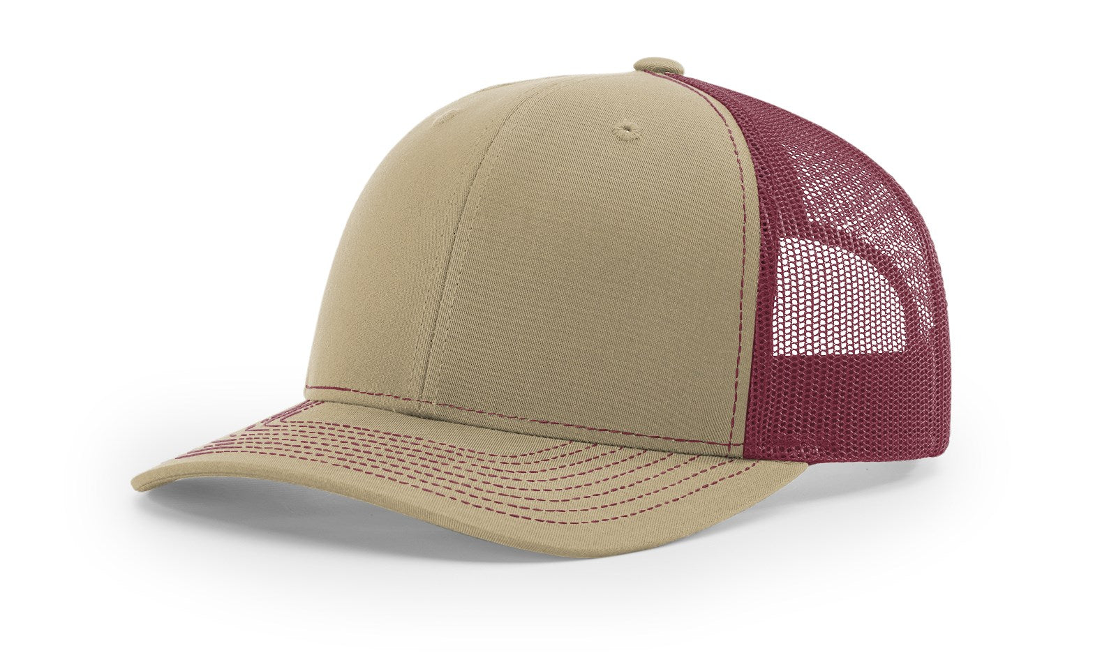 Snapback Trucker Cap-Khaki/Burgandy