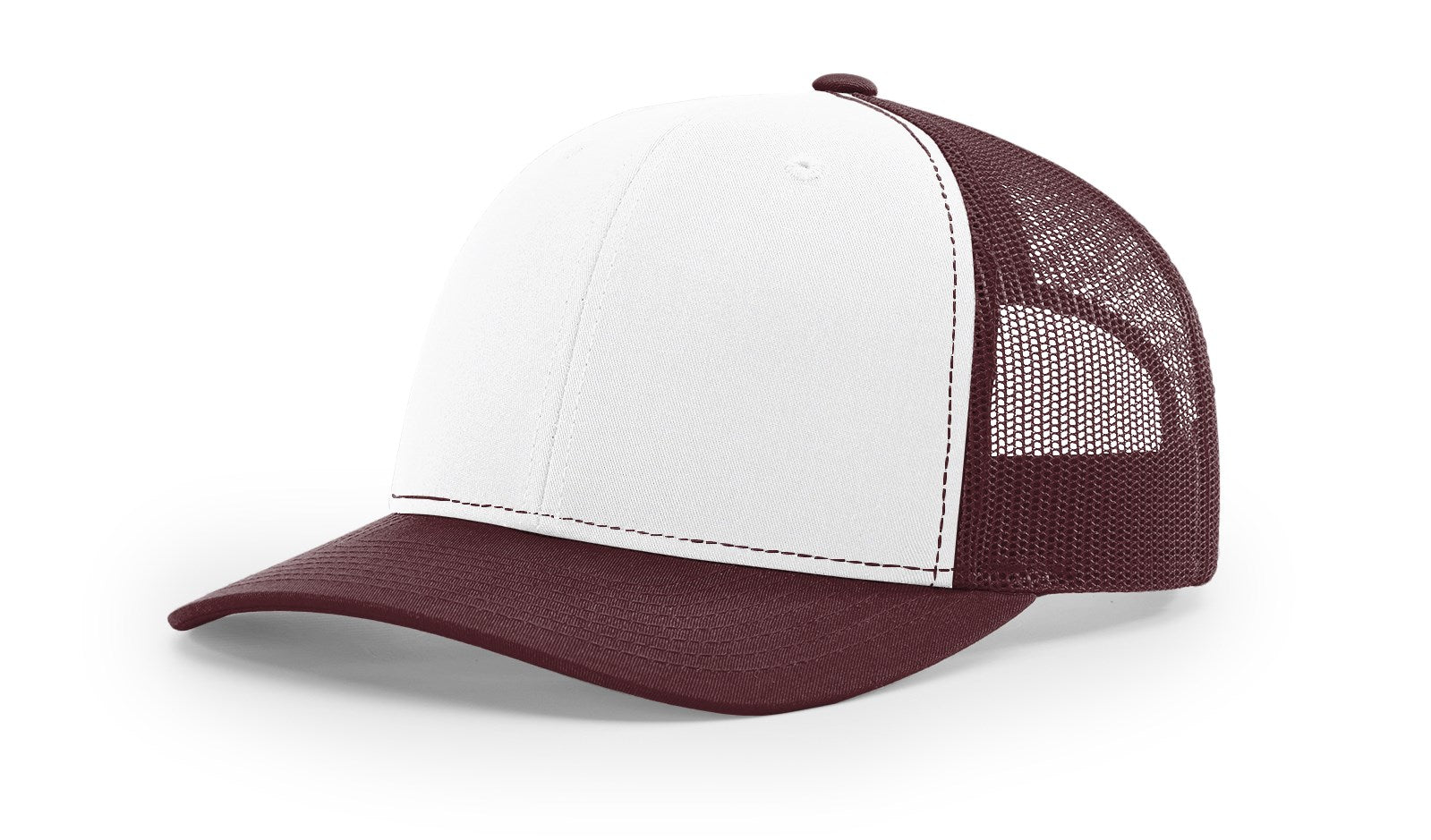 Snapback Trucker Cap -White/Maroon