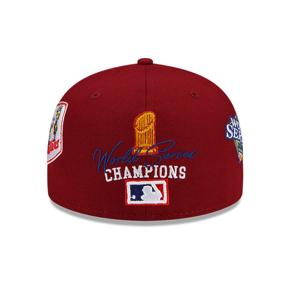 New Era Philadelphia Phillies MULTI PATCH 59FIFTY Fitted Hat- Burgundy Nvsoccer.com