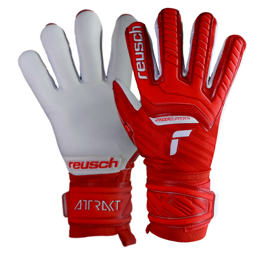 Reusch Attrakt Grip Evolution Finger Support-Red/White
