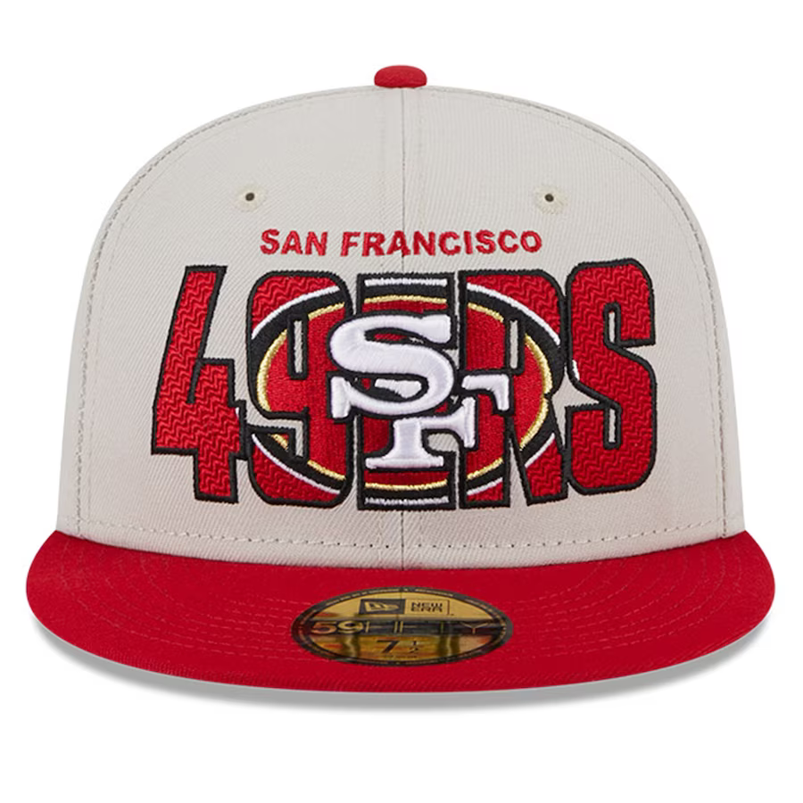 New Era San Francisco 49ers 2023 NFL Draft On Stage 59FIFTY Fitted Hat - Stone/Scarlet