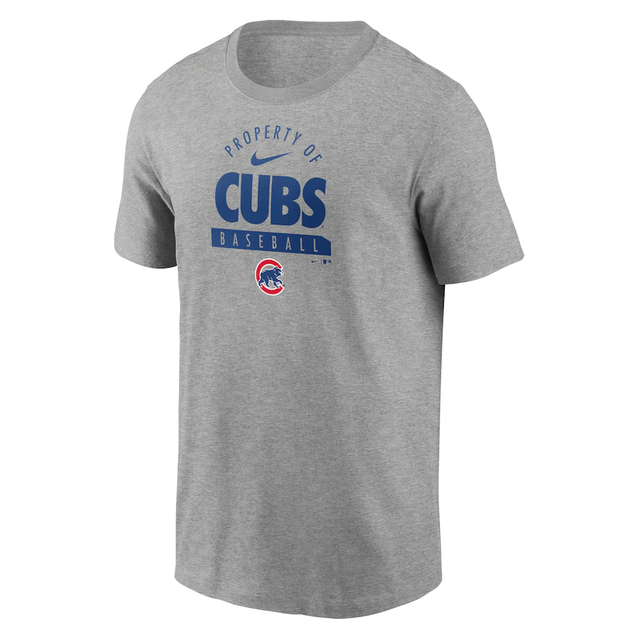 Nike Chicago Cubs  Primetime Property Of Practice T-Shirt - Heathered Gray