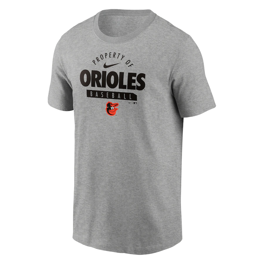 Nike Baltimore Orioles Primetime Property Of Practice T-Shirt - Heathered Gray