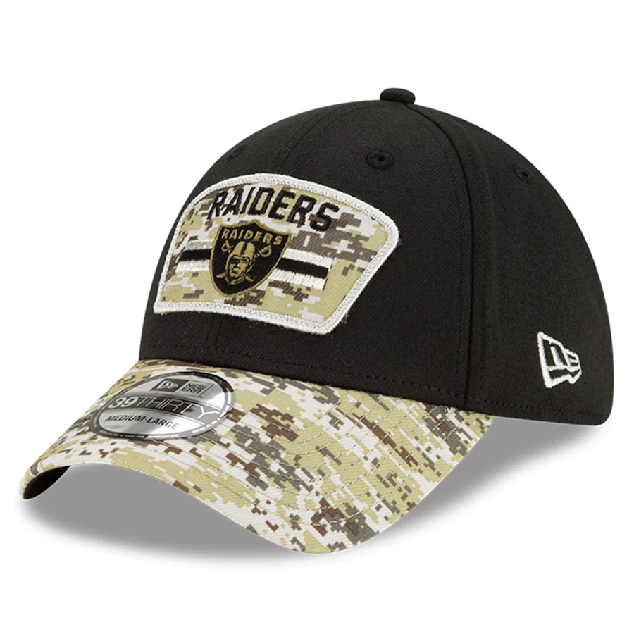 Las Vegas Raiders New Era 2021 Salute To Service 39THIRTY Flex Hat - Black/Camo