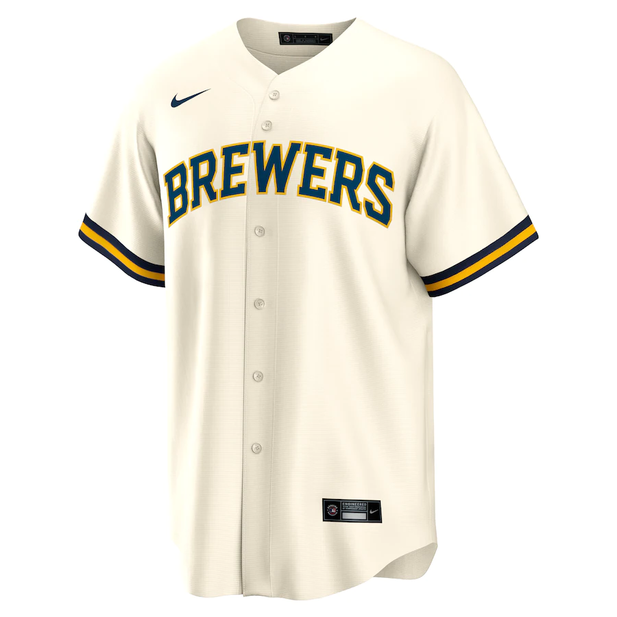 Nike Men's Milwaukee Brewers Cream Home Replica Team Jersey