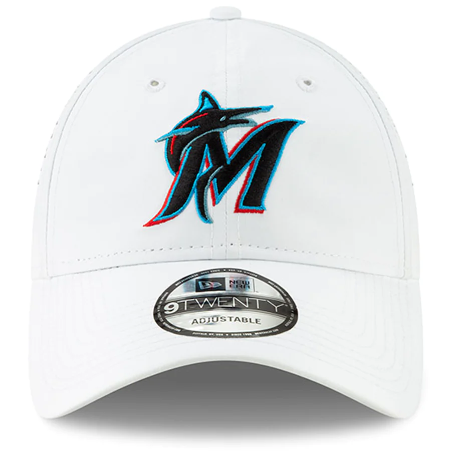 Miami Marlins New Era White Perforated Pivot 9TWENTY Adjustable Hat