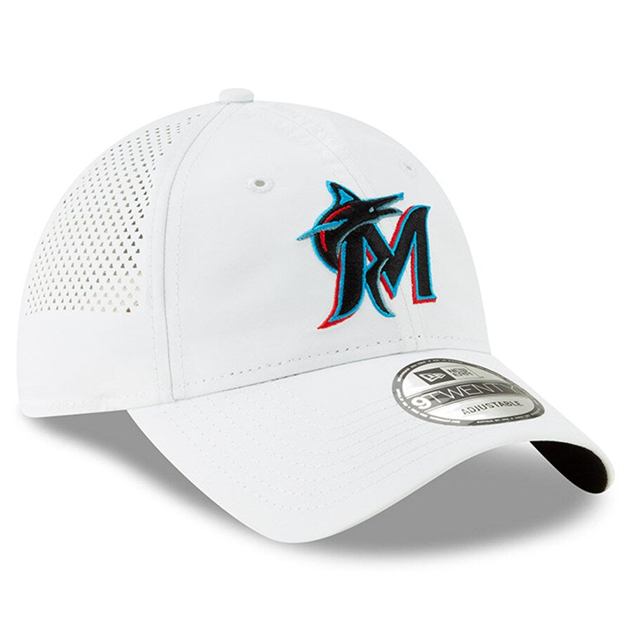 Miami Marlins New Era White Perforated Pivot 9TWENTY Adjustable Hat