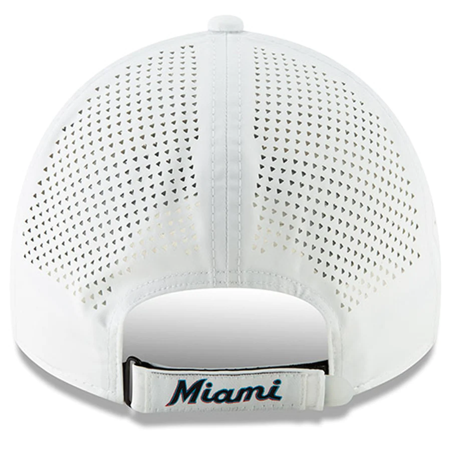 Miami Marlins New Era White Perforated Pivot 9TWENTY Adjustable Hat