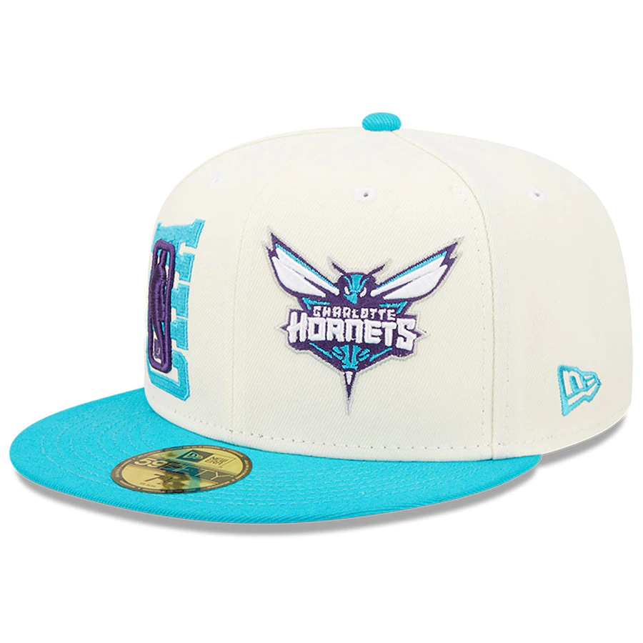 Charlotte Hornets New Era 2022 NBA Draft 59FIFTY Fitted Hat - Cream/Teal