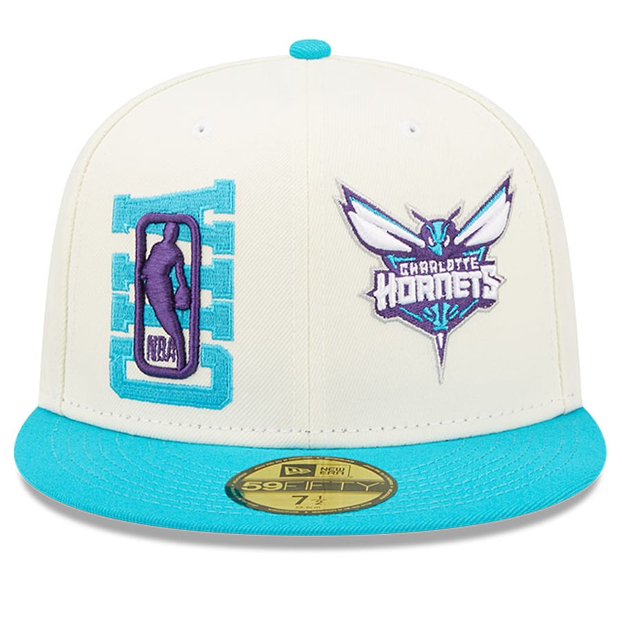Charlotte Hornets New Era 2022 NBA Draft 59FIFTY Fitted Hat - Cream/Teal