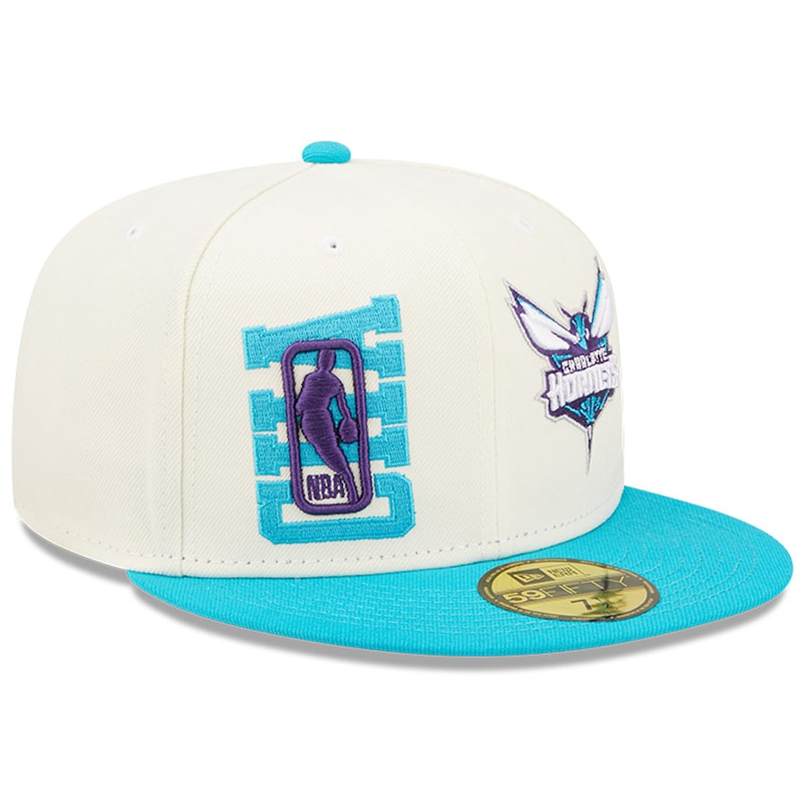 Charlotte Hornets New Era 2022 NBA Draft 59FIFTY Fitted Hat - Cream/Teal