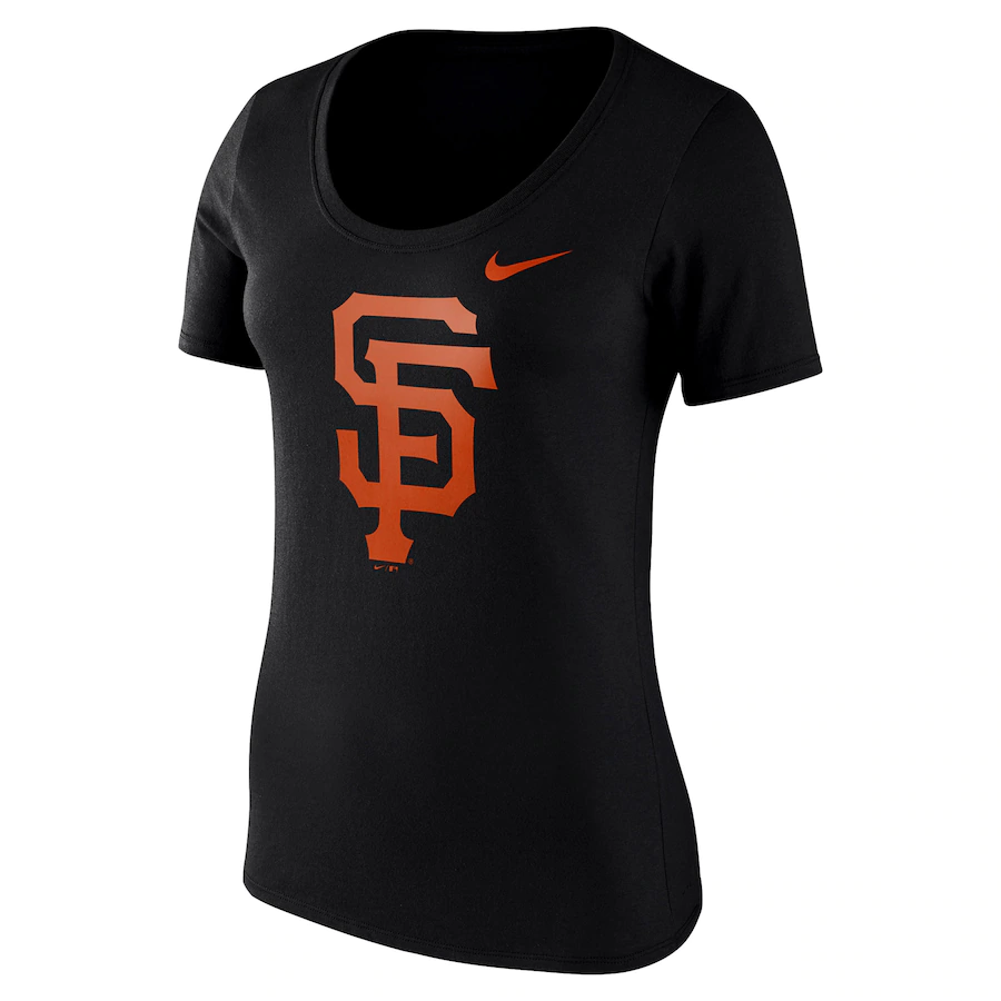 Nike Women's San Francisco Giants Black Logo Scoop Neck T-Shirt-Black
