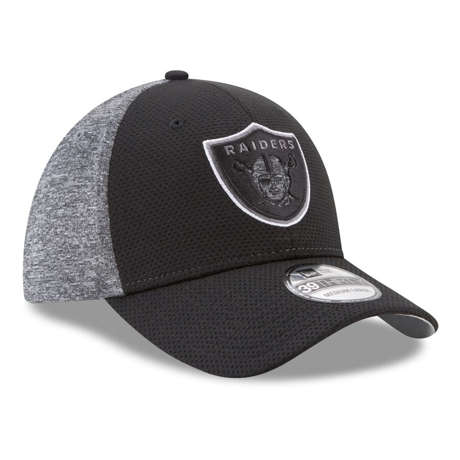 Las Vegas Raiders New Era Fierce Fill 39THIRTY Flex Hat - BLACK/GREY nvsoccer.com the coliseum