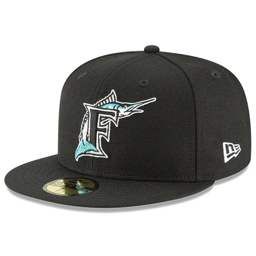 New Era Florida Marlins Cooperstown Collection Wool 59FIFTY Fitted Hat-Black
