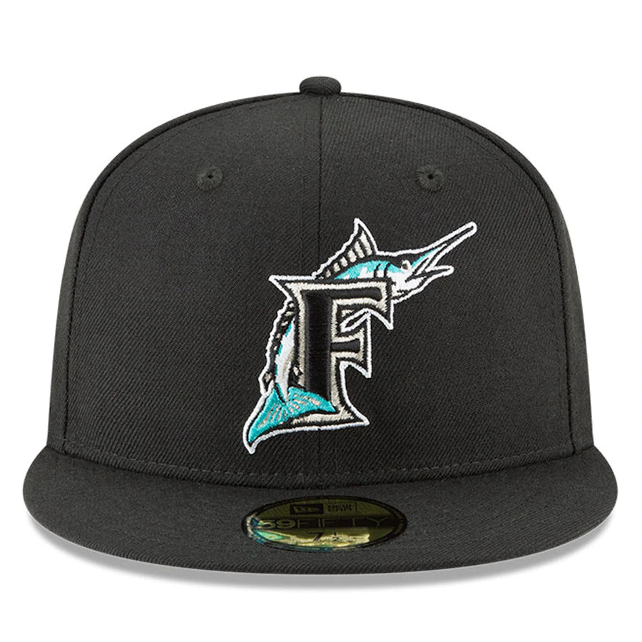 New Era Florida Marlins Cooperstown Collection Wool 59FIFTY Fitted Hat-Black