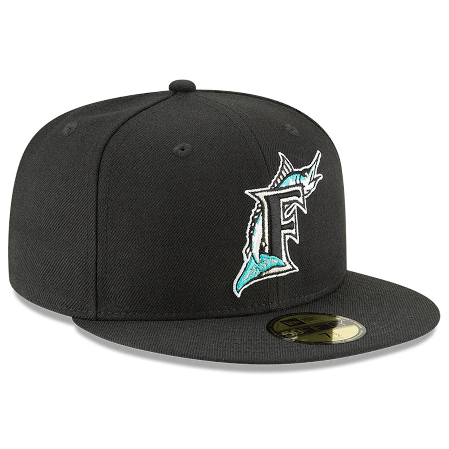 New Era Florida Marlins Cooperstown Collection Wool 59FIFTY Fitted Hat-Black