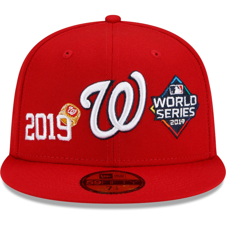 Washington Nationals New Era Red 2019 World Series Champions Count the Rings 59FIFTY Fitted Hat- Red Nvsoccer.com