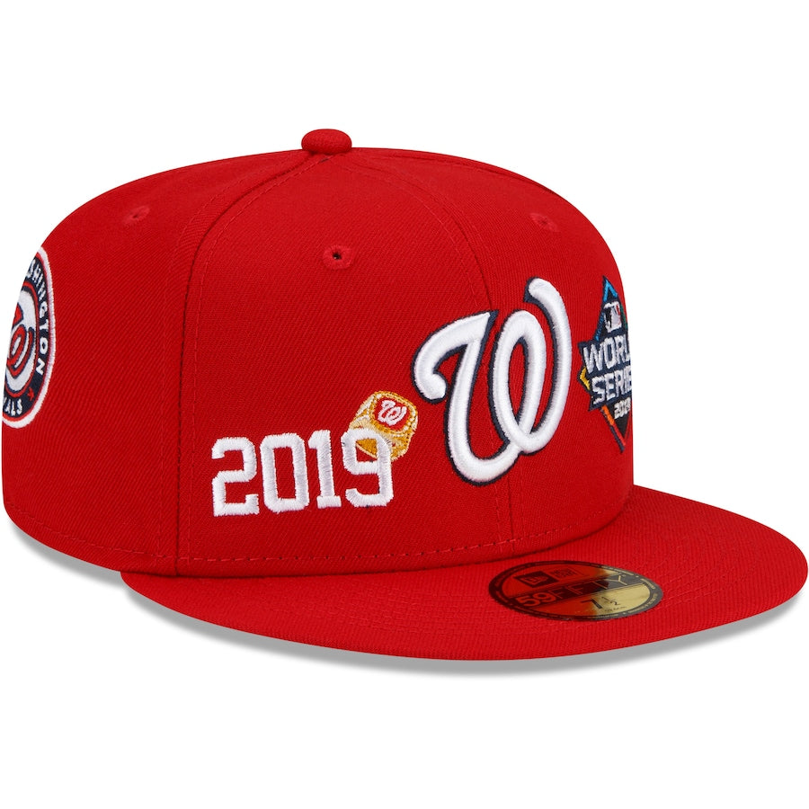 Washington Nationals New Era Red 2019 World Series Champions Count the Rings 59FIFTY Fitted Hat- Red  Nvsoccer.com