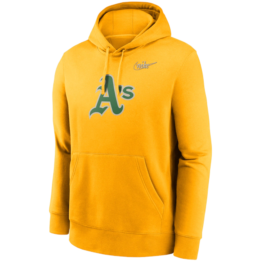 Nike Oakland Athletics Cooperstown Mashup Logo Club Pullover Hoodie - Gold