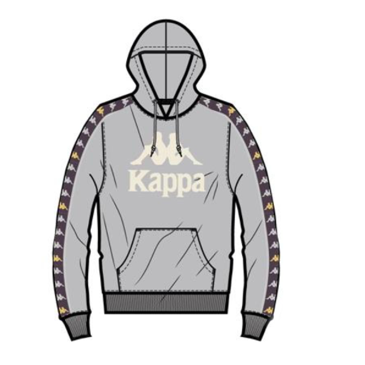 KAPPA 222 BANDA HURTADO 3 HOODIE - GREY-VIOLET BLOOM-YELLOW