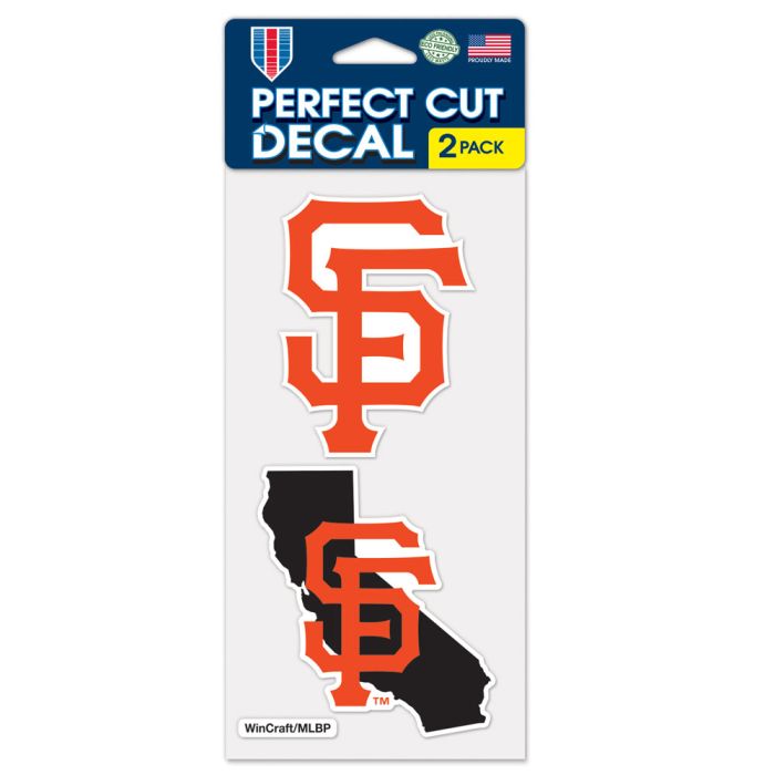 SAN FRANCISCO GIANTS STATE SHAPED PERFECT CUT DECAL SET OF TWO 4"X4"