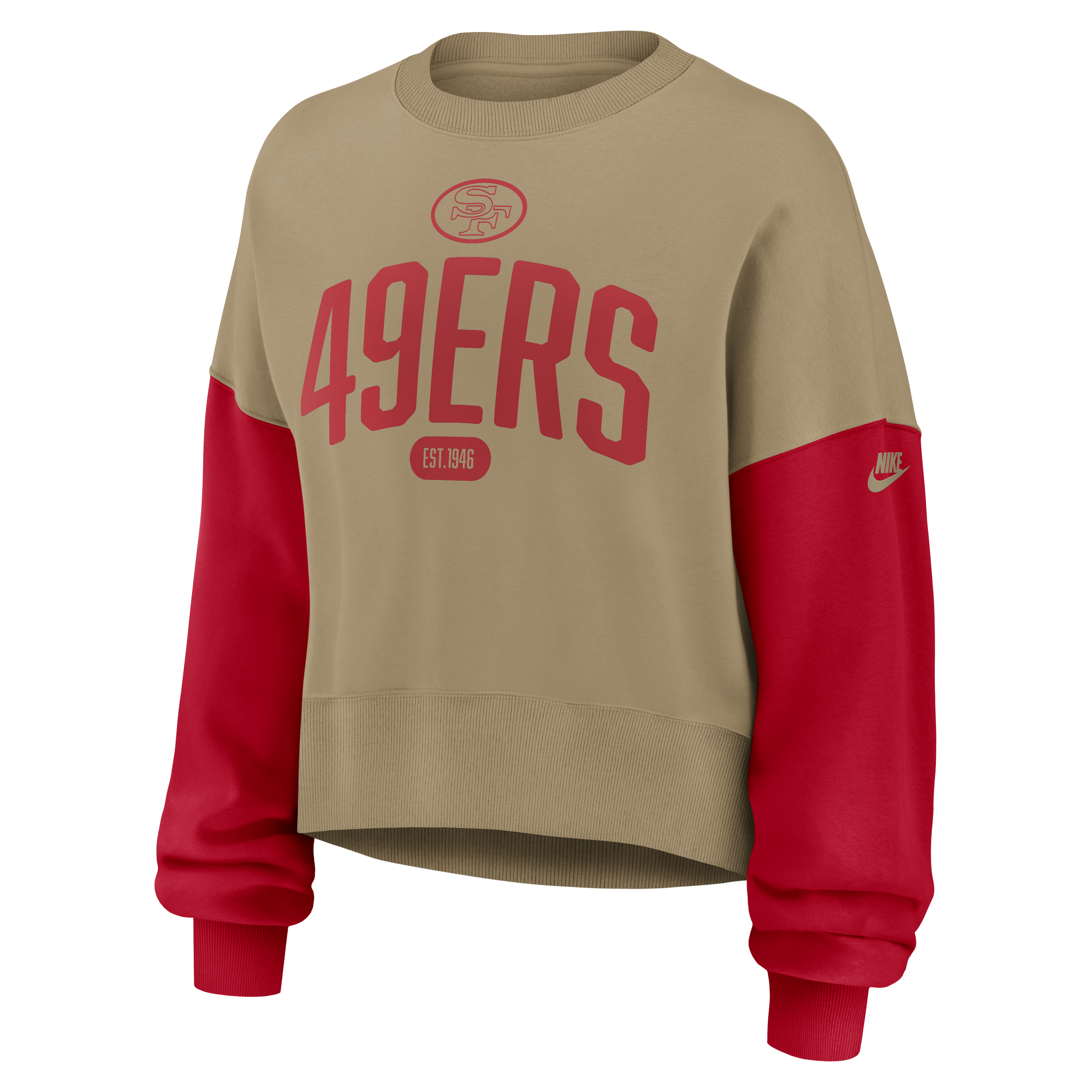 Nike Women's San Francisco 49ERS Rewind Oversize Cropped Hoodie