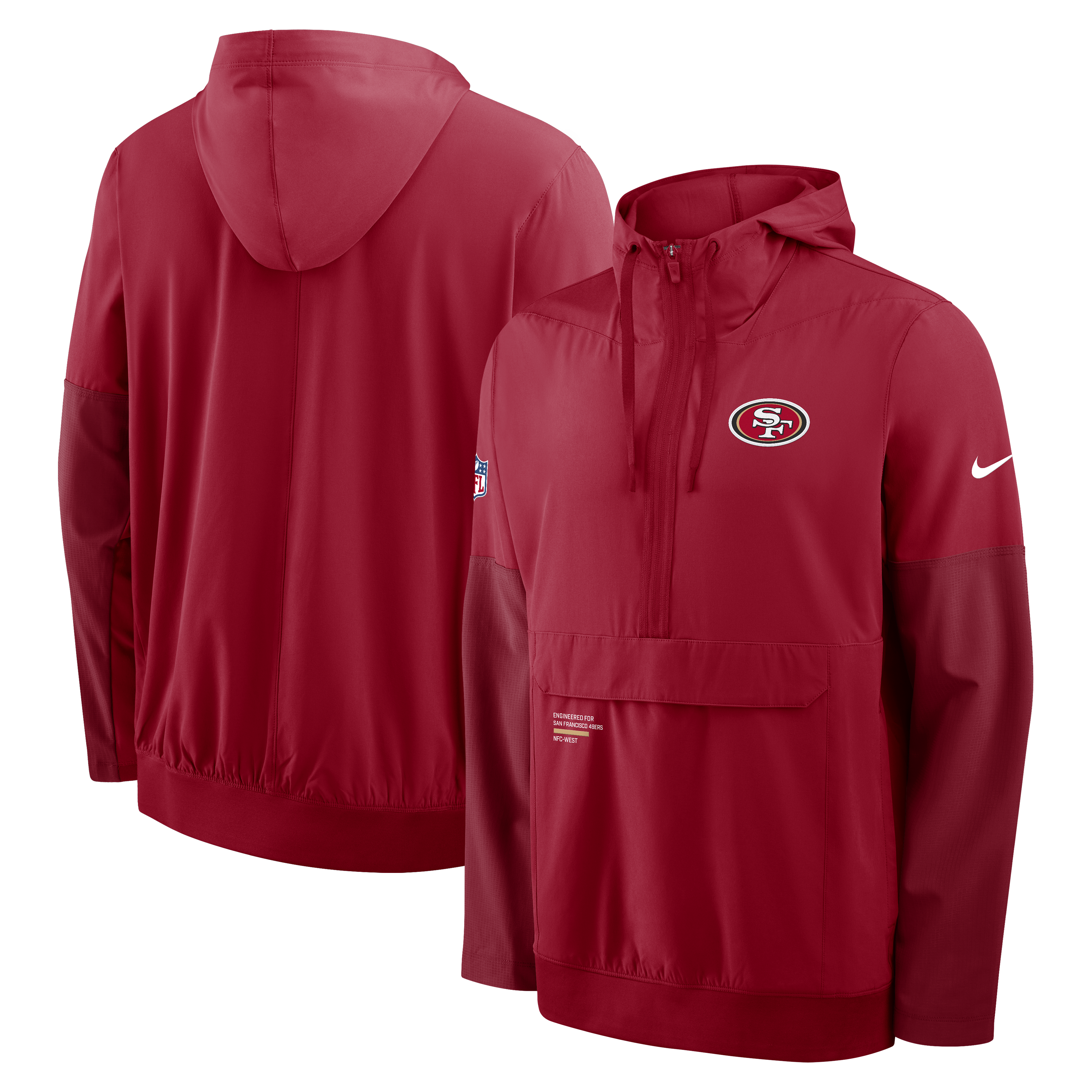 Nike San Francisco 49ers On-Field Anorak Hoodie- Red