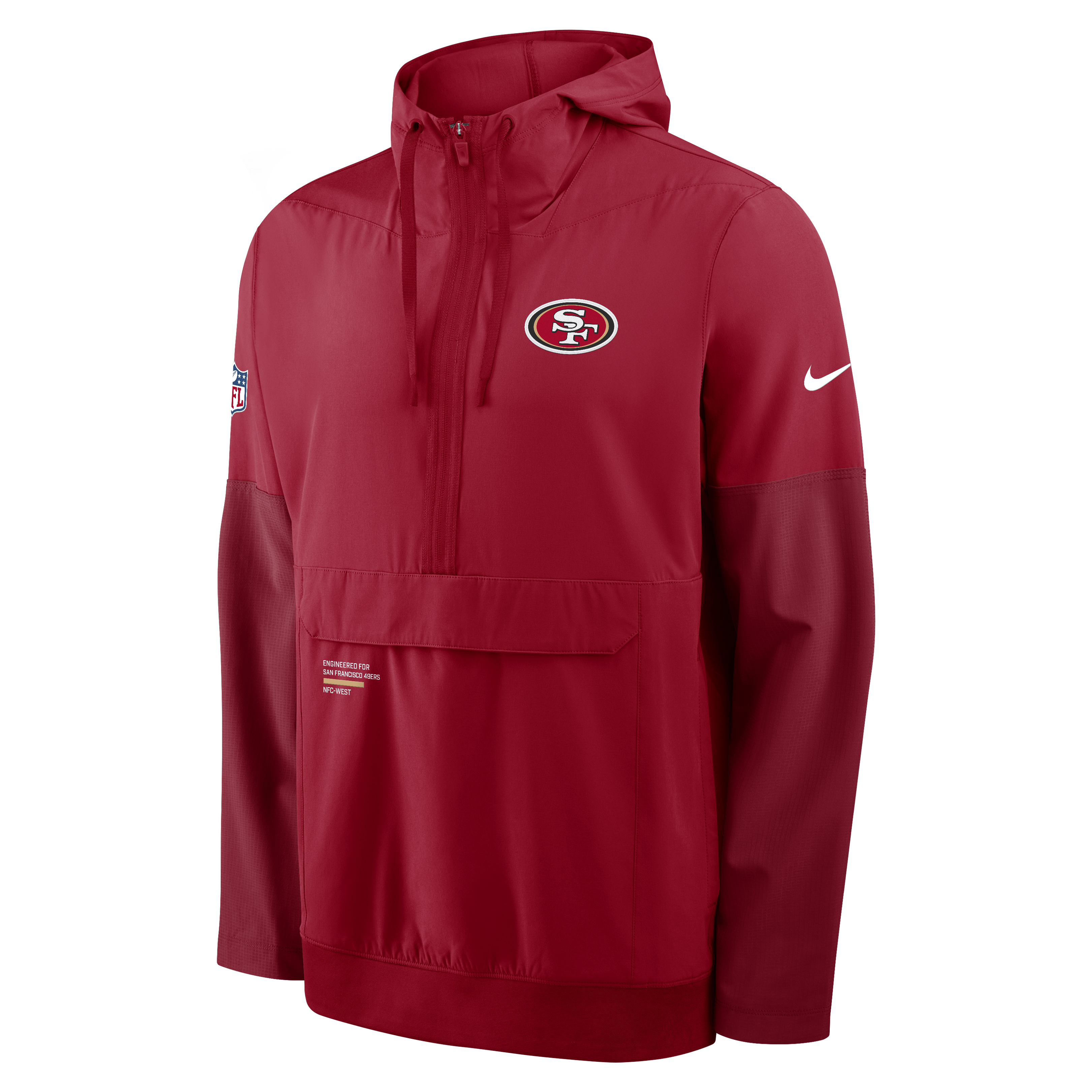 Nike San Francisco 49ers On-Field Anorak Hoodie- Red