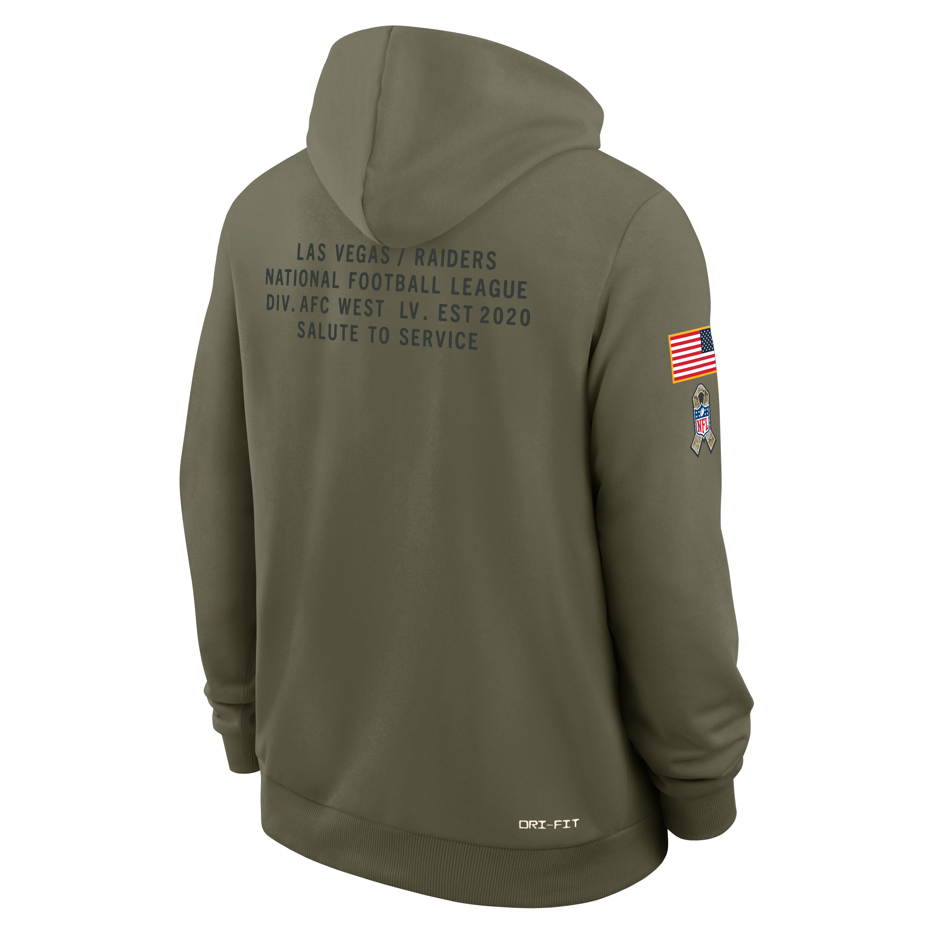 Las Vegas Raiders Nike 2025 Salute to Service Sideline Standard Issue Dri-FIT Hoodie-Olive