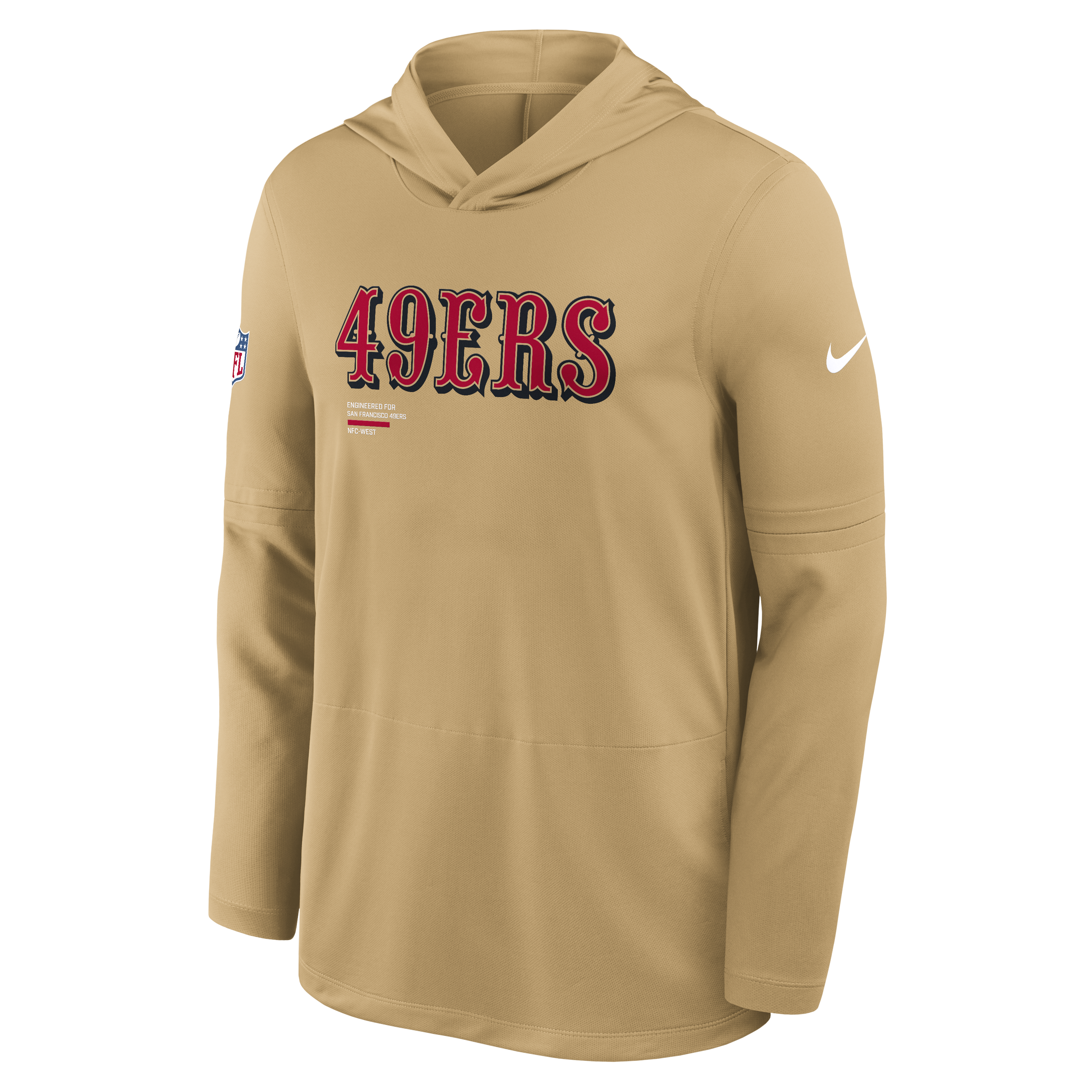 Nike San Francisco 49ers Light Weight T-Shirt Hoodie-Tan