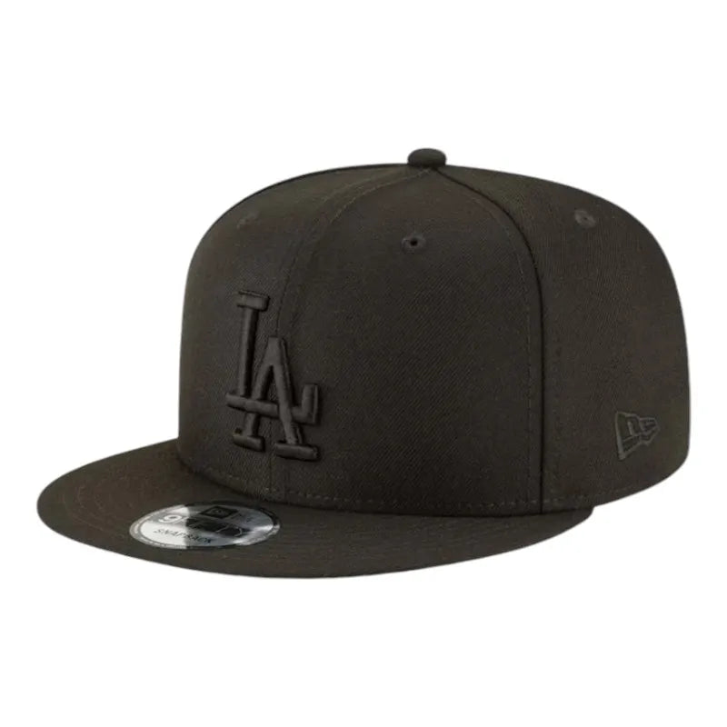 LA Dodgers with Gold 2024 WS Champs Patch New Era 9FIFTY Snapback Hat Blk/Blk