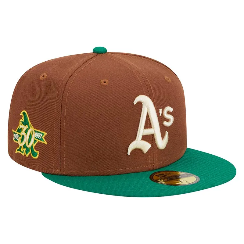 New Era Oakland Athletics Harvest 30th Side Patch 59fifty Fitted Hat-Brown