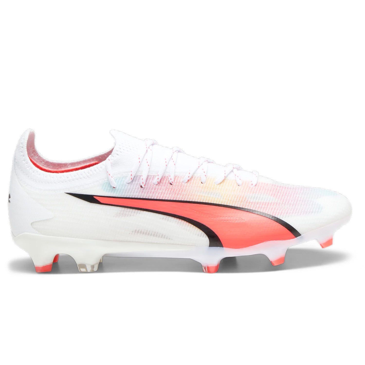 Puma Men's Ultra Ultimate Soccer Cleats FG/AG-White-Black-Fire Orchid