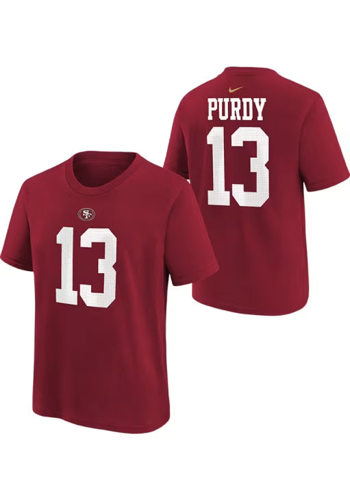 Nike Youth San Francisco 49ers Logo Brock Purdy Player Name & Number T-Shirt