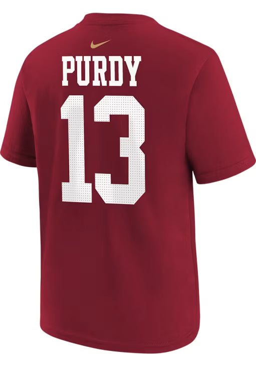 Nike Youth San Francisco 49ers Logo Brock Purdy Player Name & Number T-Shirt