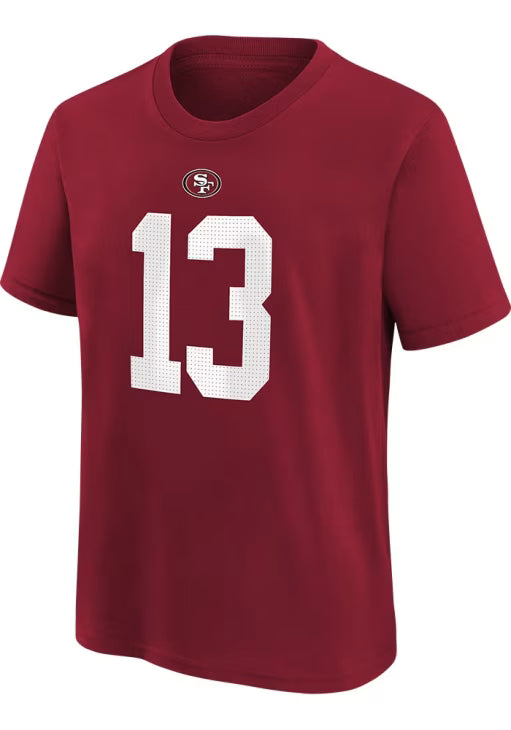 Nike Youth San Francisco 49ers Logo Brock Purdy Player Name & Number T-Shirt