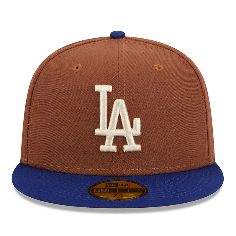 New Era Los Angeles Dodgers Harvest 40th Side Patch 59fifty Fitted Hat-Brown