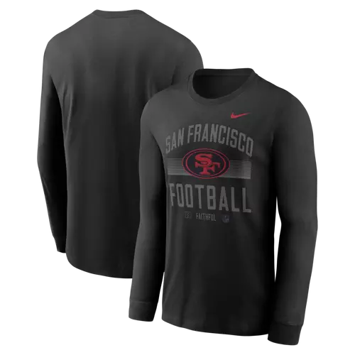 Nike San Francisco 49ers Essential Long-Sleeve Cotton T-Shirt - Black